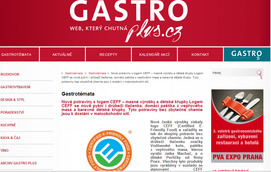 GASTRO upozorňuje na nové masné výrobky a křupky s logem CEFF